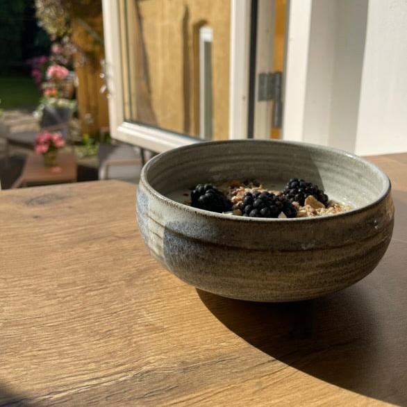 Åse - Morgenmadsskål (Ø14 cm) - Blå/Hvid