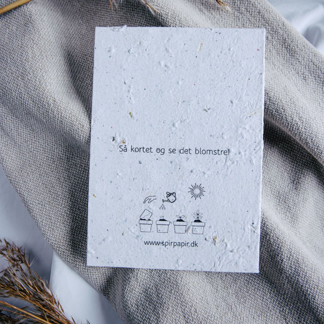Spirpapir - Smukt kort til bryllupsgaven lavet af blomsterfrø og genbrugspapir - plantes direkte af modtageren. Køb hos Studio Holdbar.