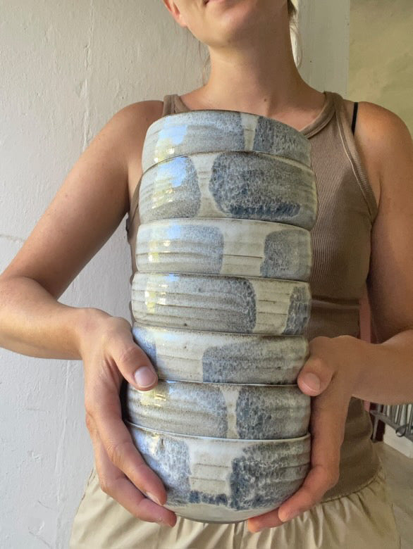 Åse - Morgenmadsskål (Ø14 cm) - Blå/Hvid