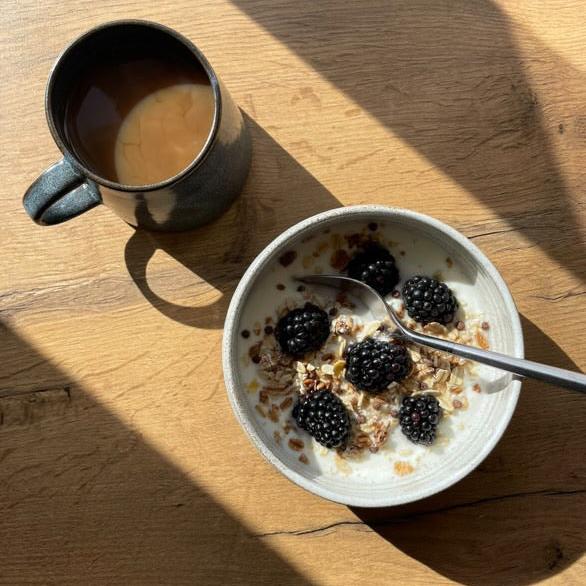 Åse - Morgenmadsskål (Ø14 cm) - Blå/Hvid