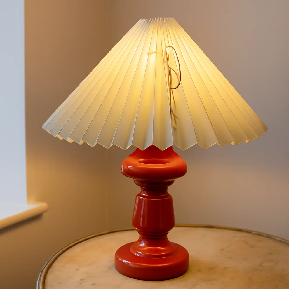 Håndlavet bordlampe – Petro 2 Antik Rød & Sandfarvet