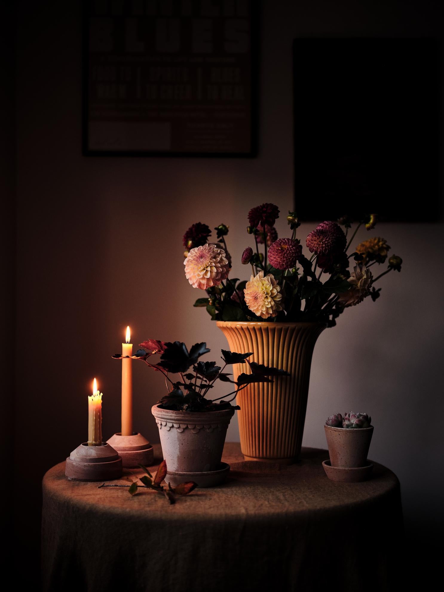 Håndlavet lysestage i terrakotta ler - Grå