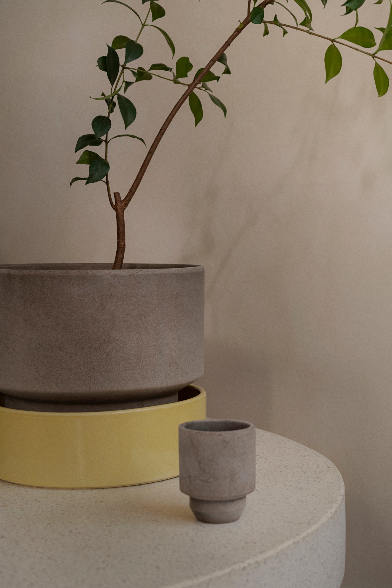 Hoff krukke, Raw grey + Pale yellow underskål