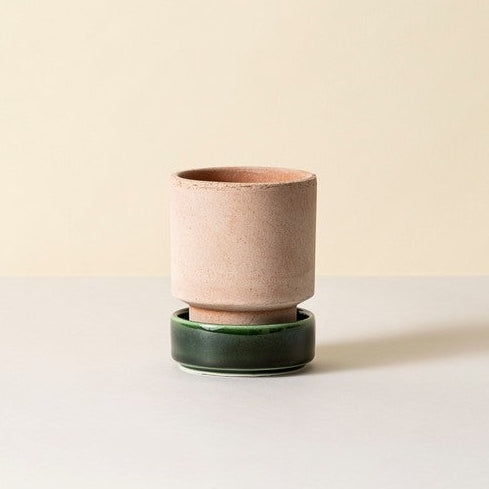 Hoff krukke, Raw rosa + Emerald Green underskål