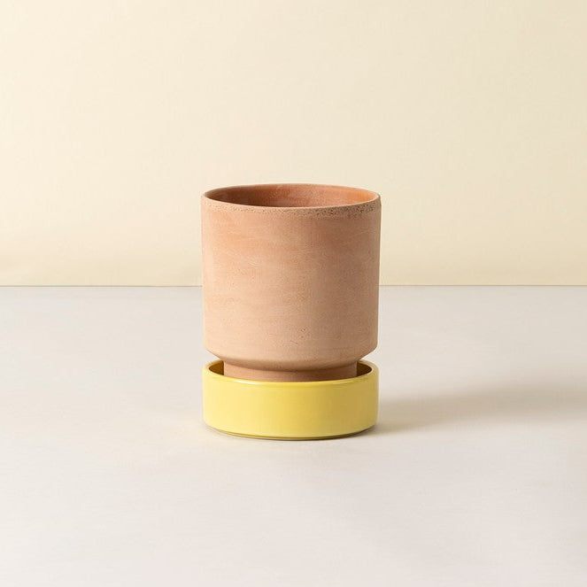 Hoff krukke, Raw rosa + Pale Yellow underskål