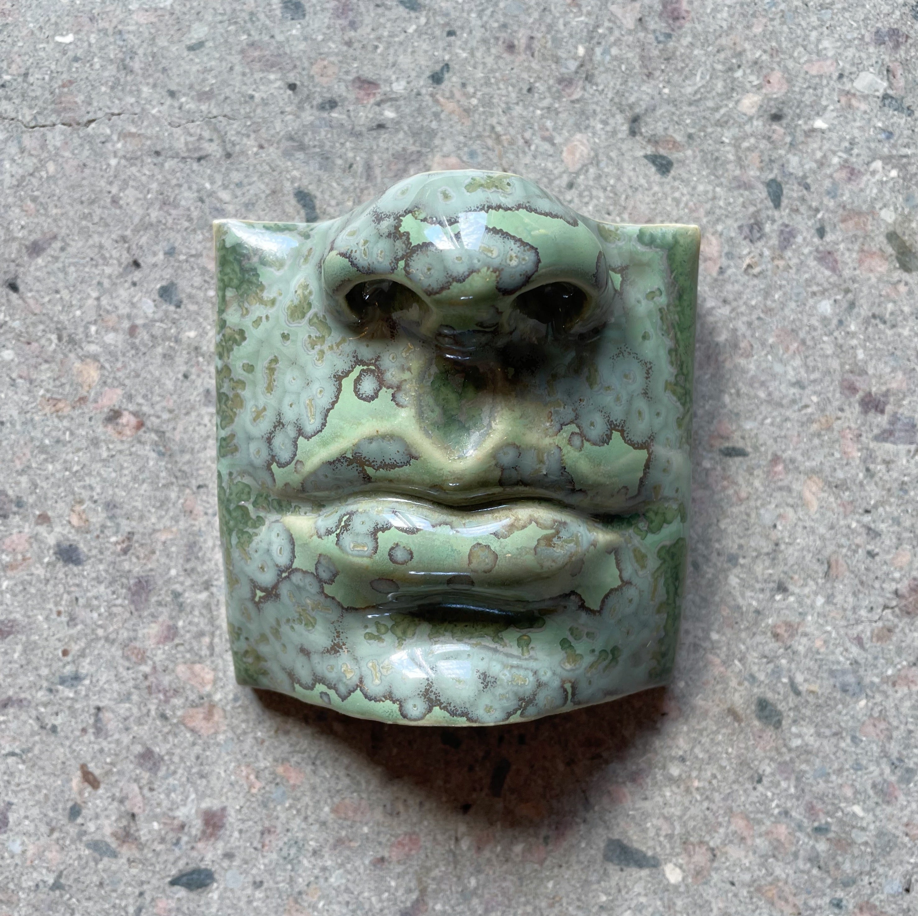 Vægrelief til ophæng - Square Mouth - Vægkunst - Copper Green