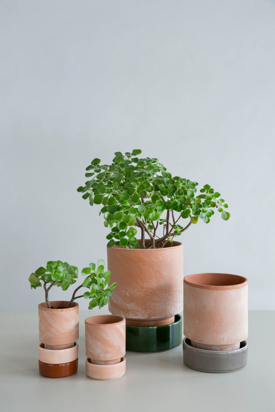 Hoff krukke, Raw rosa + Emerald Green underskål