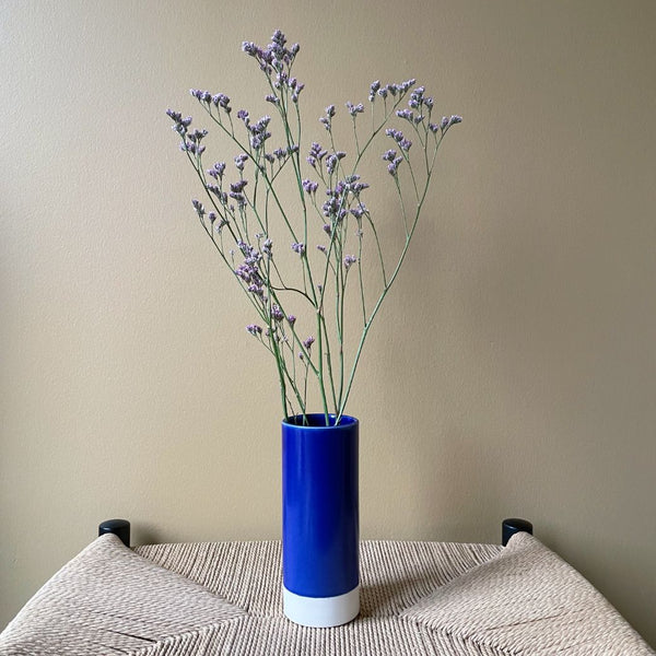 Lille vase i stentøjsler - H18 cm - Indigo blå