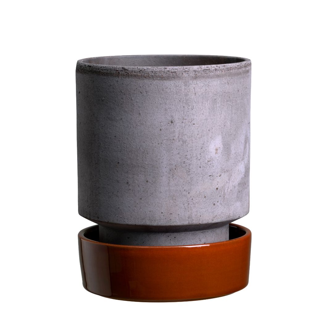 Bergs Potter - Hoff lerkrukke 14 cm inkl. glaseret underskål. Køb hos Studio Holdbar (webshop & butik). Hurtig levering