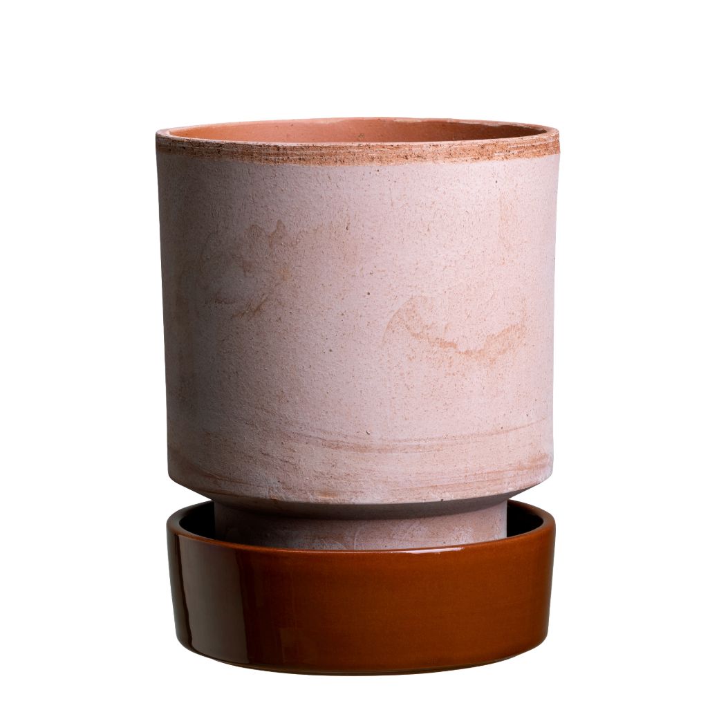 Bergs Potter - Hoff lerkrukke 14 cm inkl. glaseret underskål. Køb hos Studio Holdbar (webshop & butik). Hurtig levering