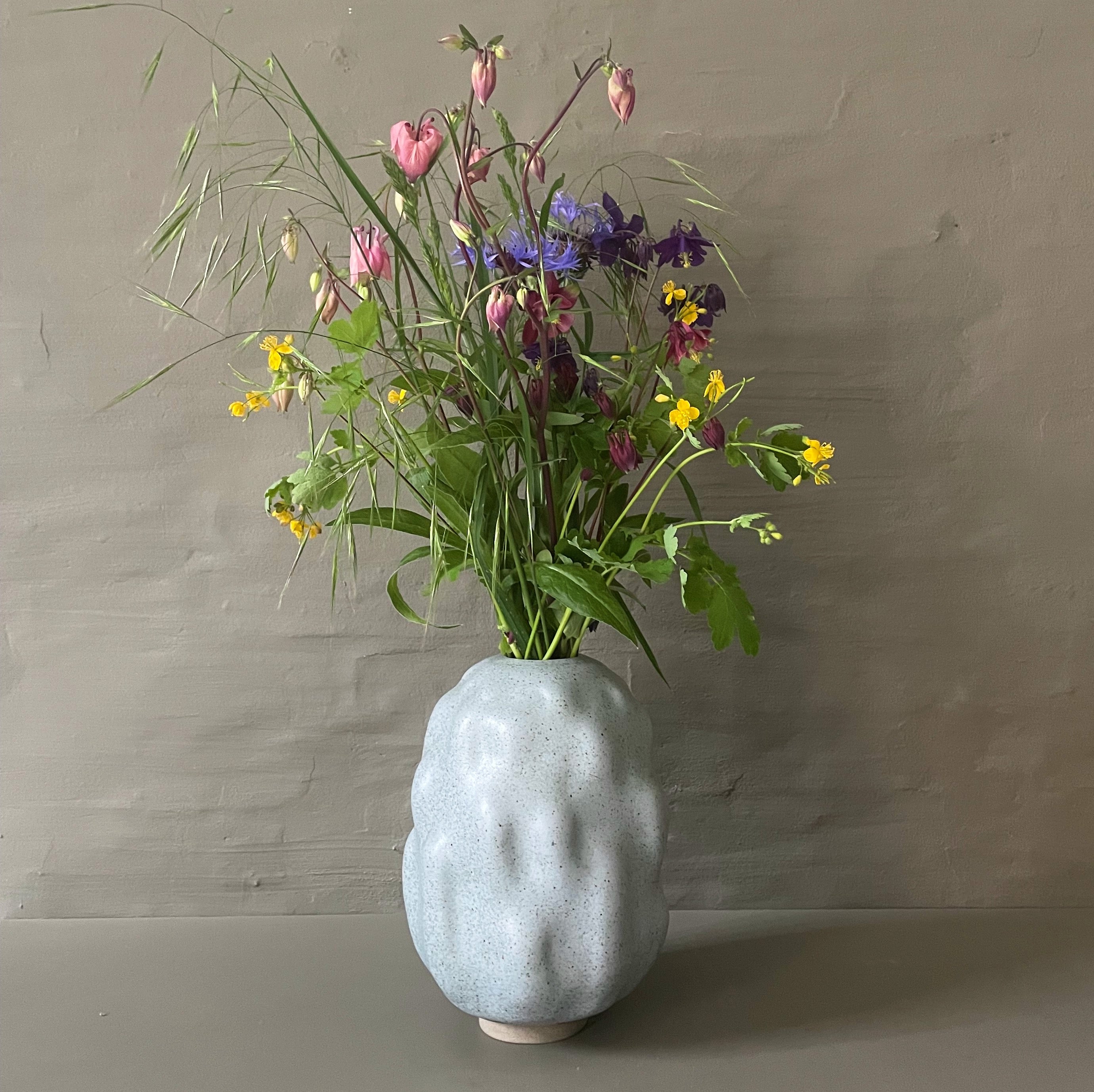 Unika keramik vase (H:25 cm) - Stor - Dusty blue