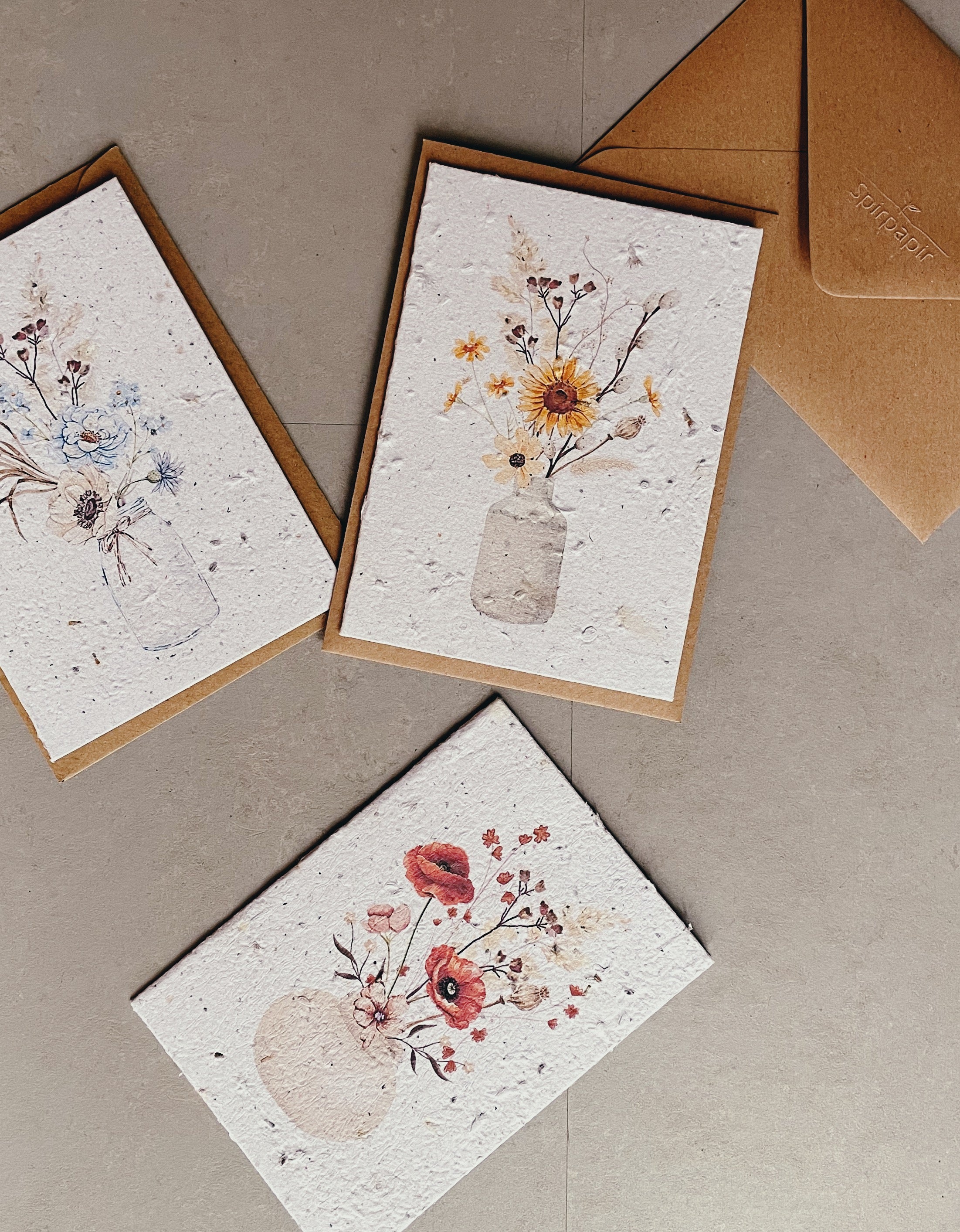 Spirpapir - Kort med blomsterfrø der plantes direkte - Flere varianter