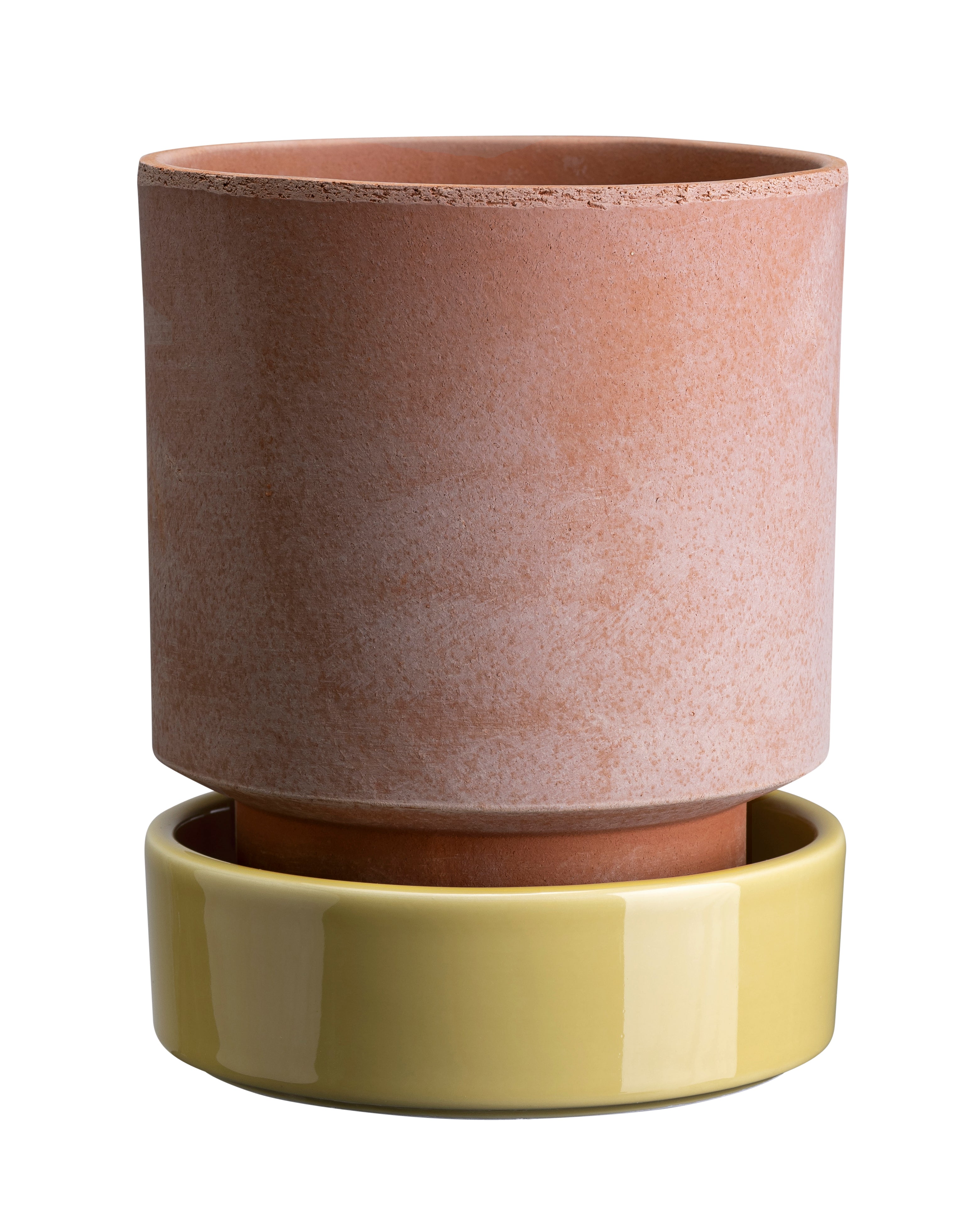 Hoff krukke, Raw rosa + Pale Yellow underskål