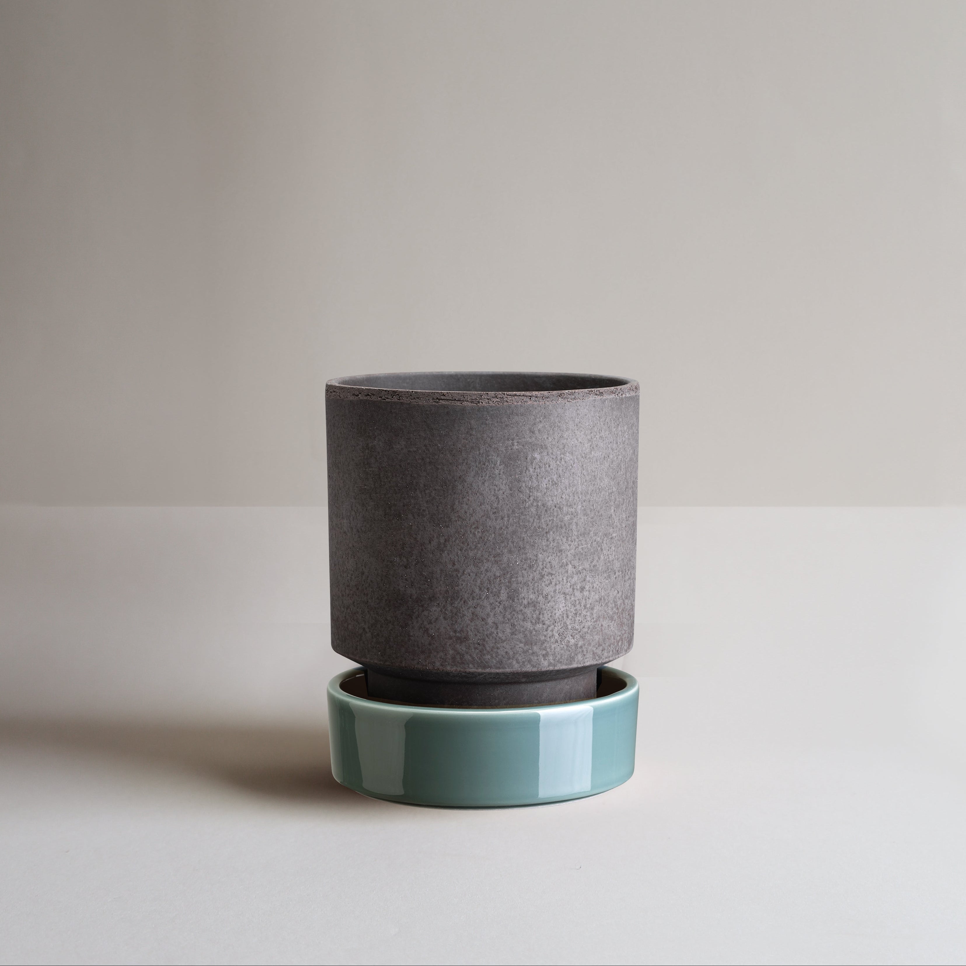 Hoff krukke, Raw grey + Misty Blue underskål