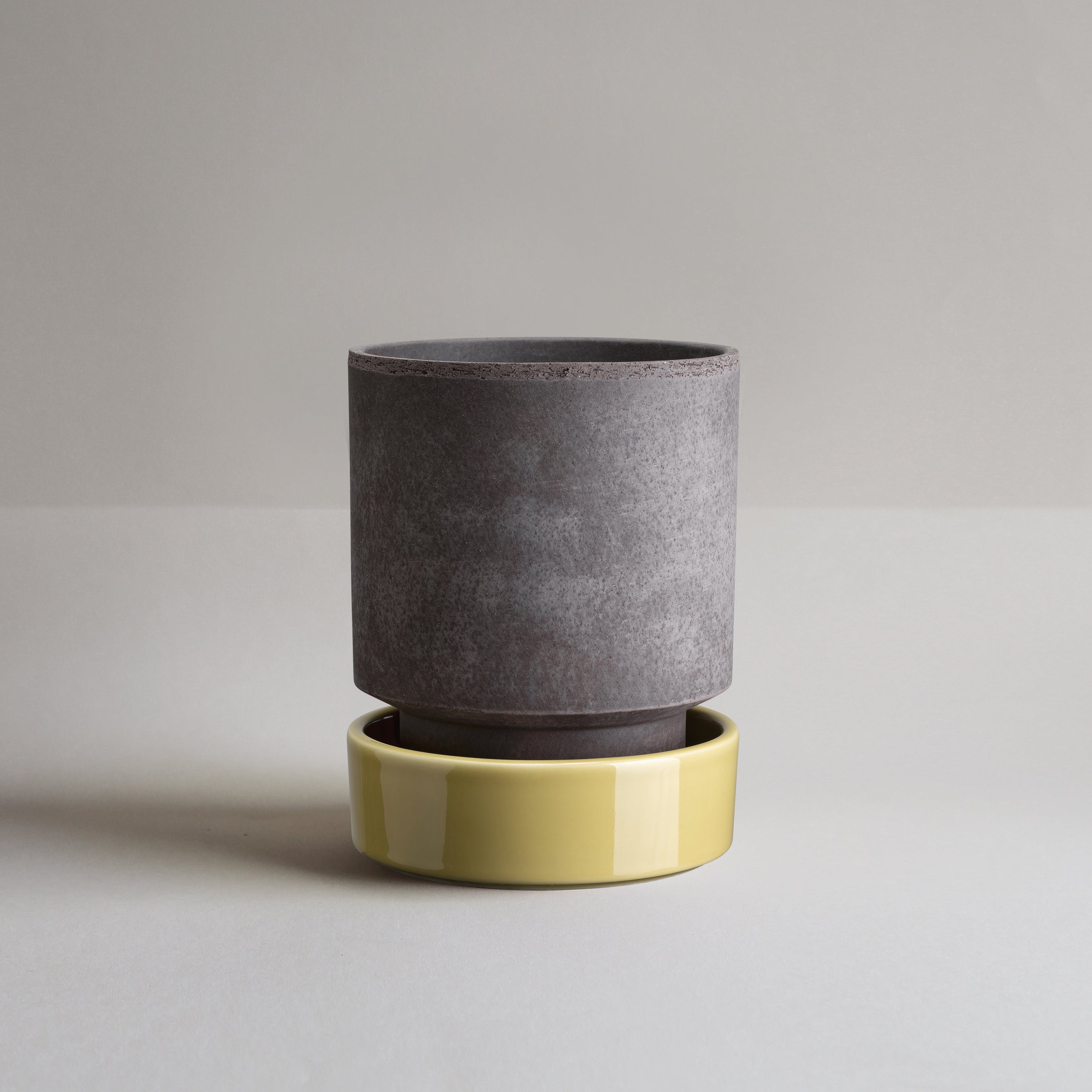 Hoff krukke inkl. underskål - Ø18cm. - Rosa eller grå krukke