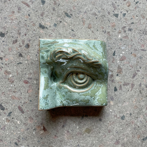 Vægrelief til ophæng - Square Eye, Venstre - Vægkunst - Copper Green