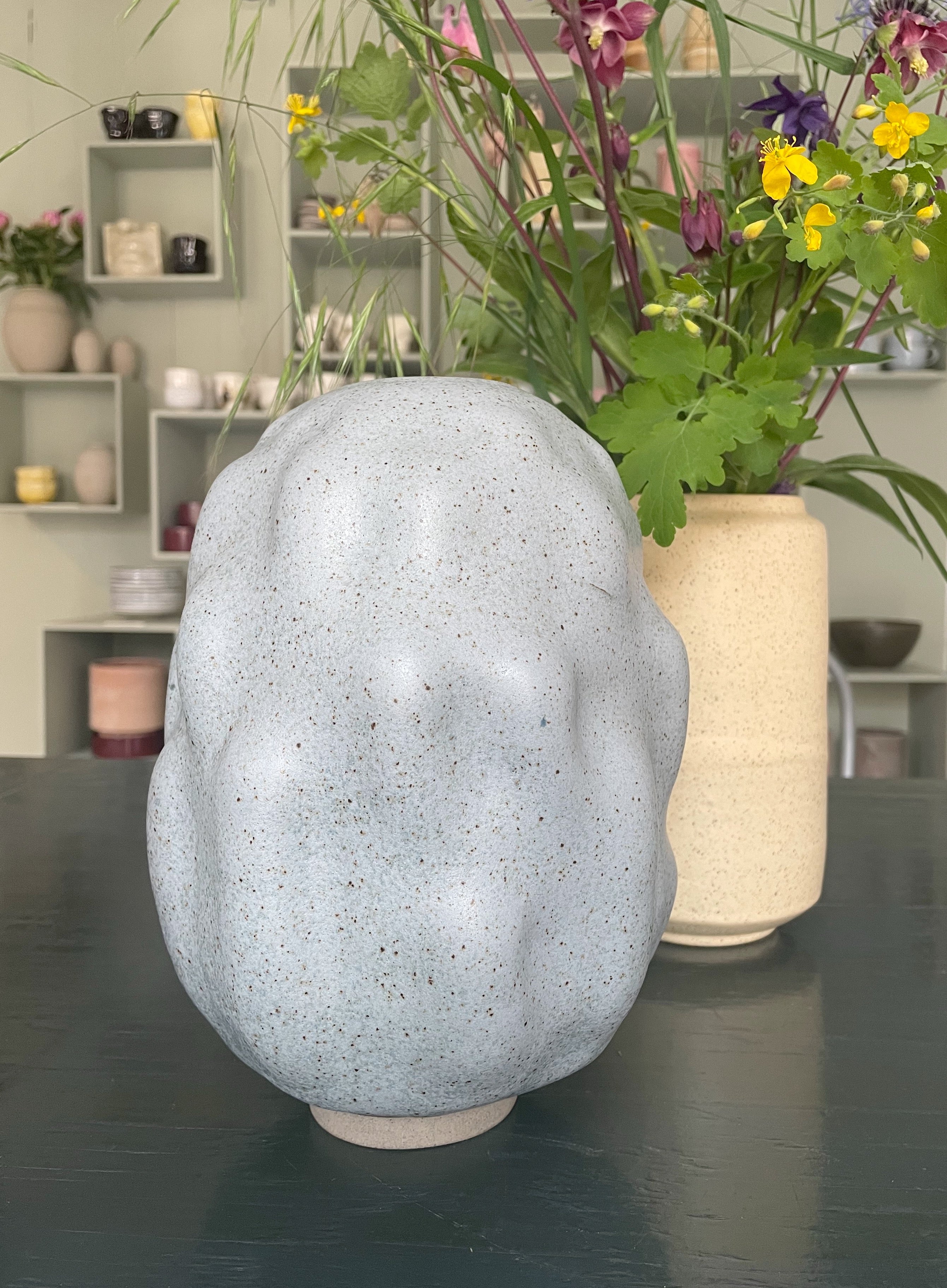 Unika keramik vase (H:25 cm) - Stor - Dusty blue
