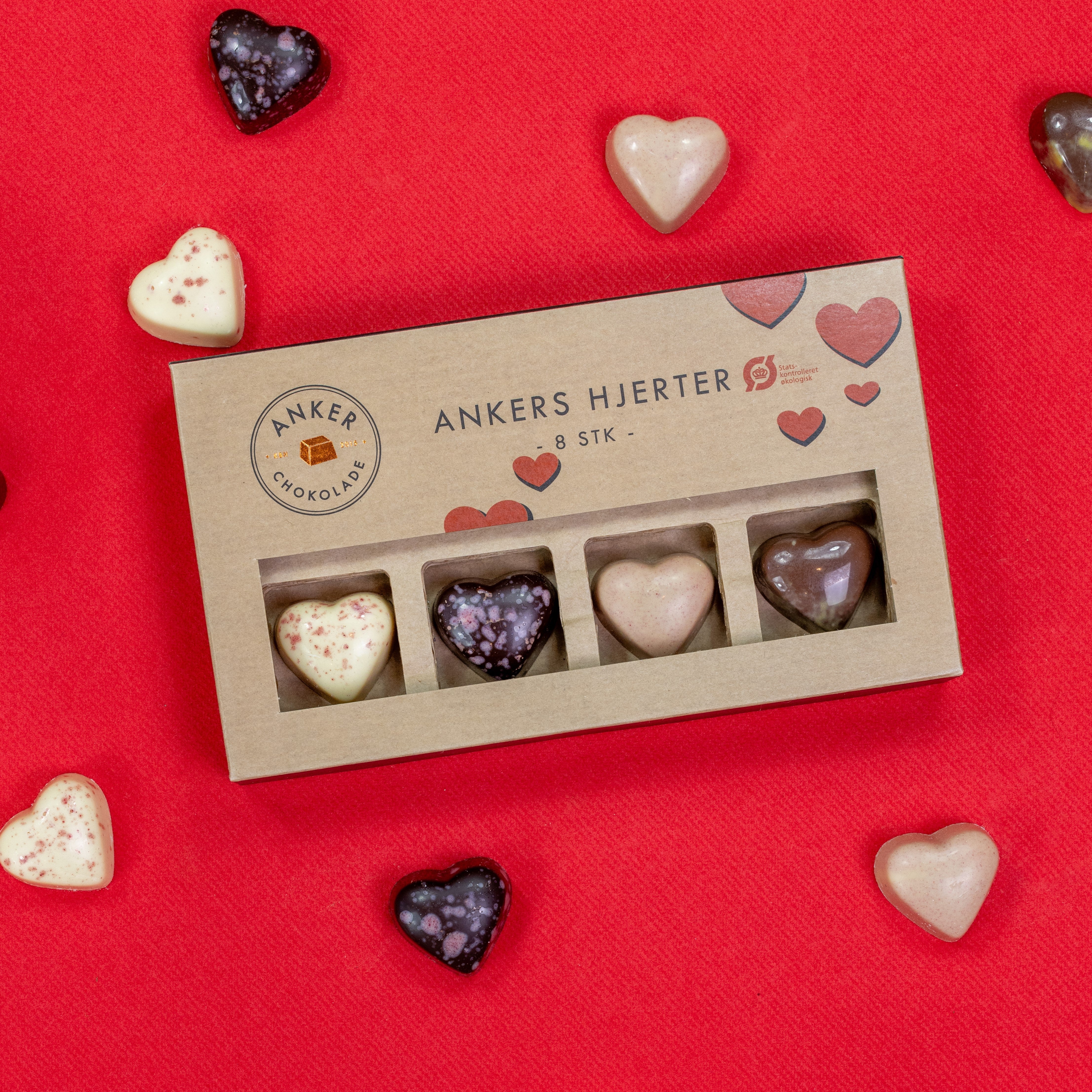 Ankers Hjerter - Chokoladeæske med 8 hjerter