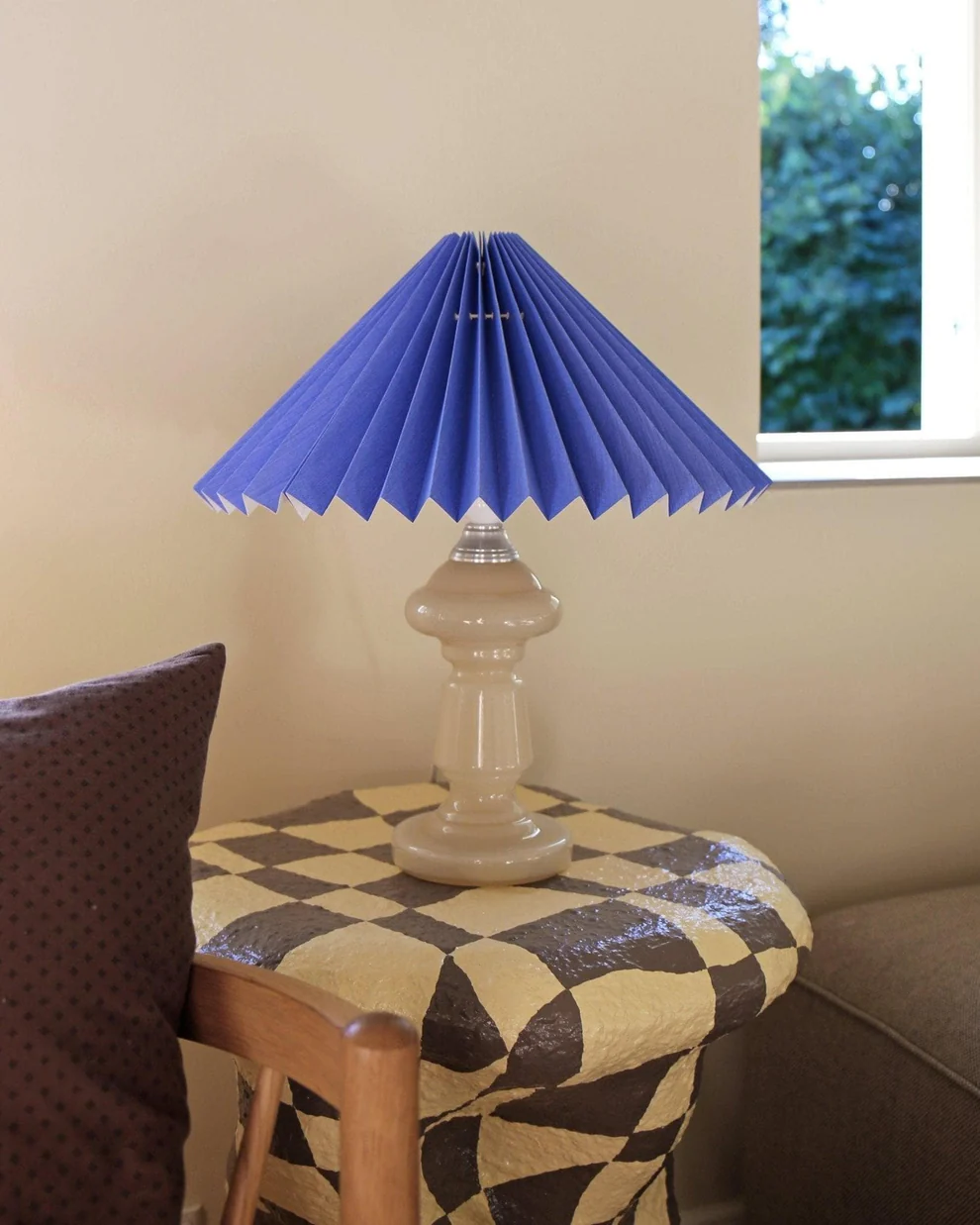 Håndlavet bordlampe – Petro 2 Beige & Mørkeblå
