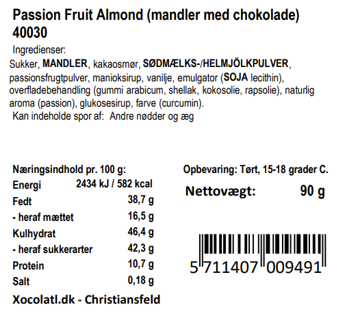 Chokolade - Passion fruit almond