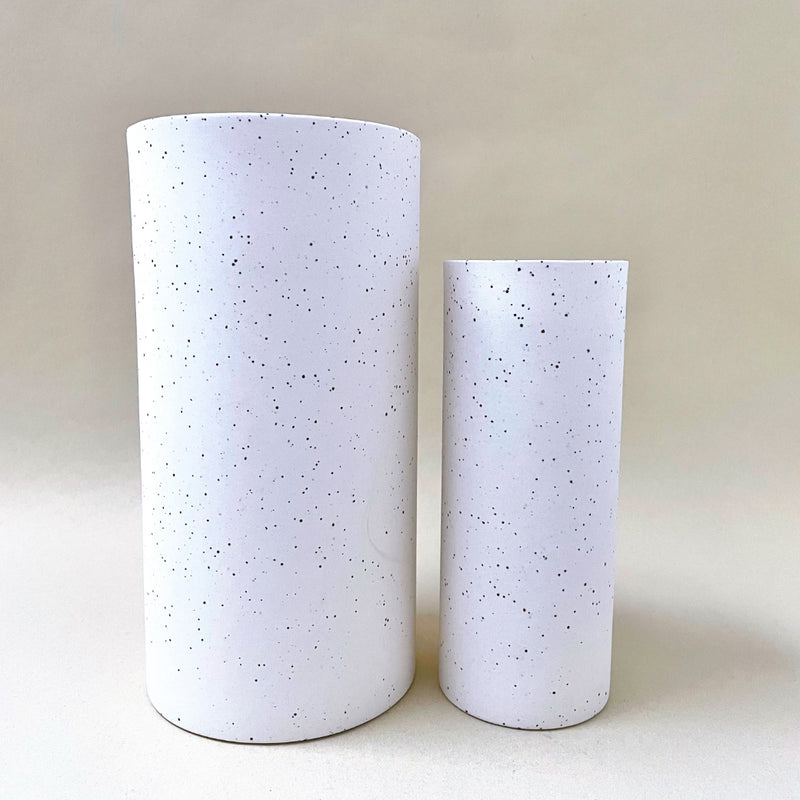 Stor vase i stentøjsler - H23 cm - Hvid, fregner