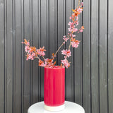Stor vase i stentøjsler - H23 cm - Kirsebærrød