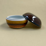 Unika keramik lågkrukke/bonbonniere. Håndlavet af ALF Ceramics rød-brun åben