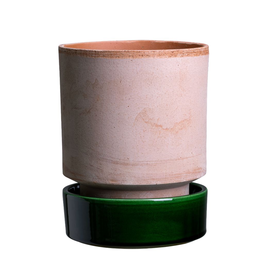 Bergs Potter - Hoff lerkrukke 14 cm inkl. glaseret underskål. Køb hos Studio Holdbar (webshop & butik). Hurtig levering