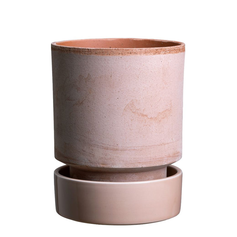 Stor Hoff krukke - ø18cm. Rosa eller grå krukke inkl. glaseret underskål
