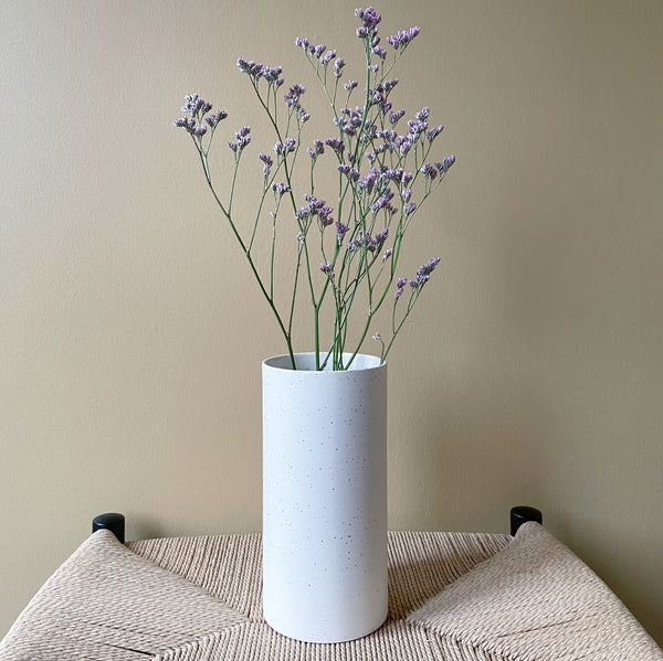 Stor vase i stentøjsler - H23 cm - Hvid, fregner